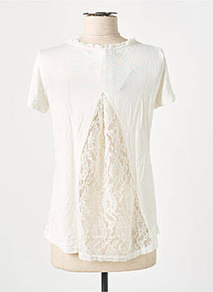 Top tissage jersey manches courtes beige VIRGINIE & MOI femme