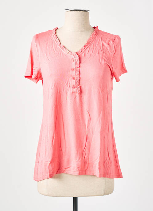Top tissage jersey manches courtes rose VIRGINIE & MOI femme
