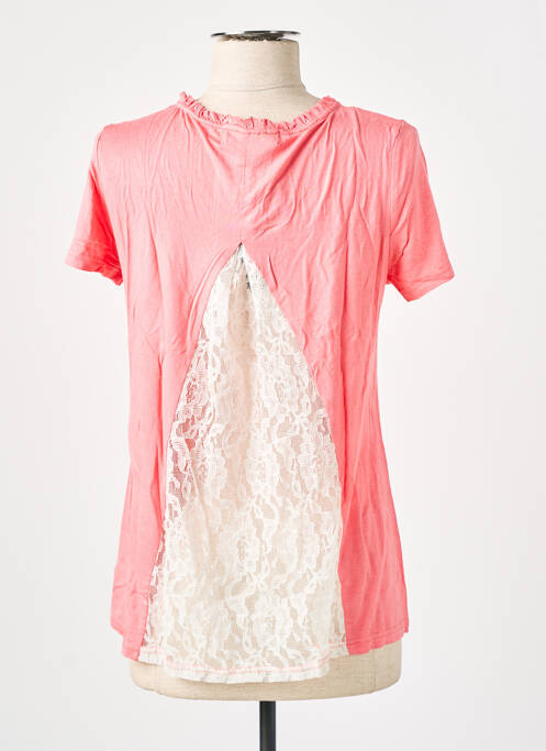 Top tissage jersey manches courtes rose VIRGINIE & MOI femme