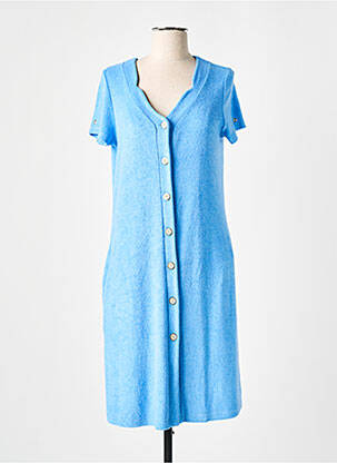 Robe de chambre col v bleu EGATEX femme