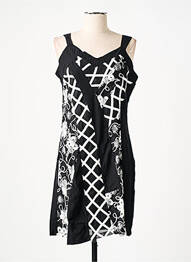 Robe courte col v fines bretelles noir L33 femme