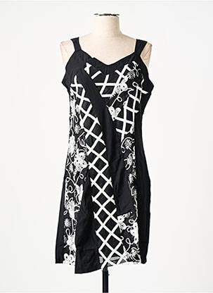 Robe courte col v fines bretelles noir L33 femme