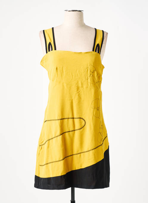 Robe courte coupe évasée fines bretelles jaune VIRGINIE & MOI femme