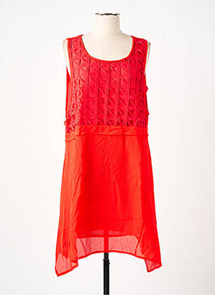 Robe mi-longue coupe fluide sans manche rouge VIRGINIE & MOI femme