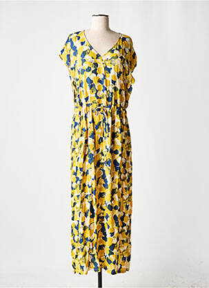 Robe longue tissage popeline manches courtes jaune SKFK femme