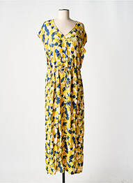 Robe longue imprimé fantaisie manches courtes jaune SKFK femme