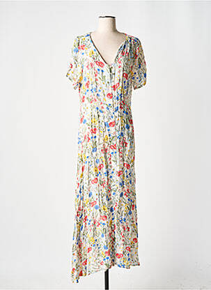Robe longue manches courtes manches courtes blanc LEO & UGO femme