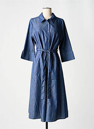 Robe mi-longue coupe évasée manches longues bleu CREAM femme