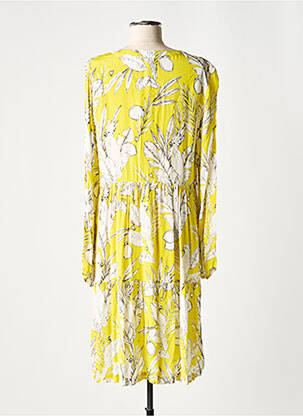 Robe mi-longue imprimé fleurs manches longues jaune FROGBOX femme