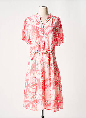 Robe mi-longue imprimé fantaisie manches courtes rose FABIENNE CHAPOT femme