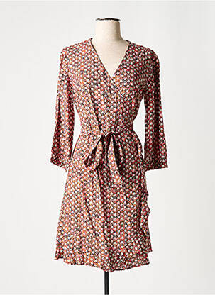 Robe mi-longue imprimé fleurs manches longues noir CREAM femme