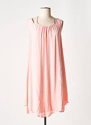 Robe mi-longue coupe fluide sans manche rose PAUSE CAFE femme