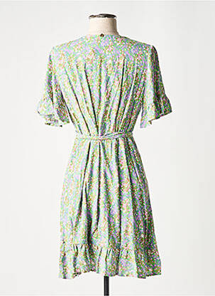 Robe mi-longue imprimé fleurs manches courtes violet FABIENNE CHAPOT femme