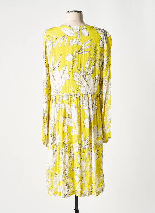 Robe mi-longue coupe fluide manches longues jaune FROGBOX femme