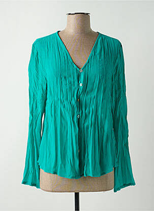 Chemisier coupe cintrée manches longues vert CREAM femme