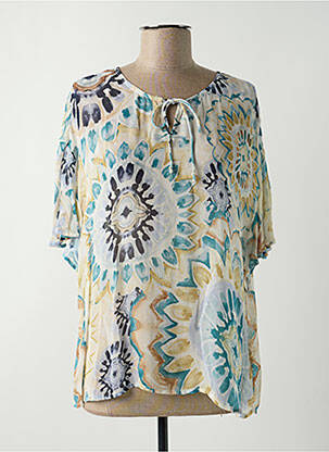 Blouse légère et transparente manches courtes bleu CREAM femme