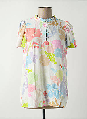 Blouse imprimé fleurs manches courtes blanc FABIENNE CHAPOT femme