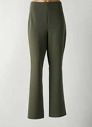 Pantalon droit tissage crêpe taille haute vert SONIA K femme