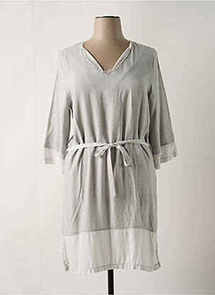 Robe mi-longue coupe fluide manches longues gris FA CONCEPT femme
