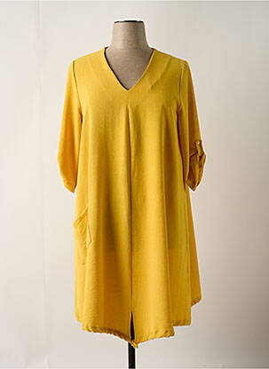 Robe mi-longue coupe fluide manches longues jaune FA CONCEPT femme