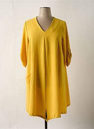 Robe mi-longue coupe fluide manches longues jaune FA CONCEPT femme