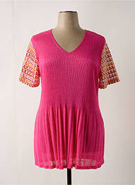 Robe courte manches courtes manches courtes rose FRANCK ANNA femme