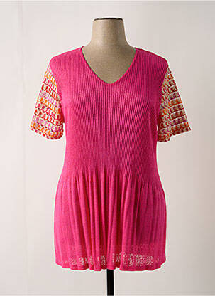 Robe courte manches courtes manches courtes rose FRANCK ANNA femme