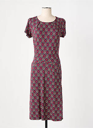 Robe mi-longue imprimé fleurs manches courtes rouge KING LOUIE femme