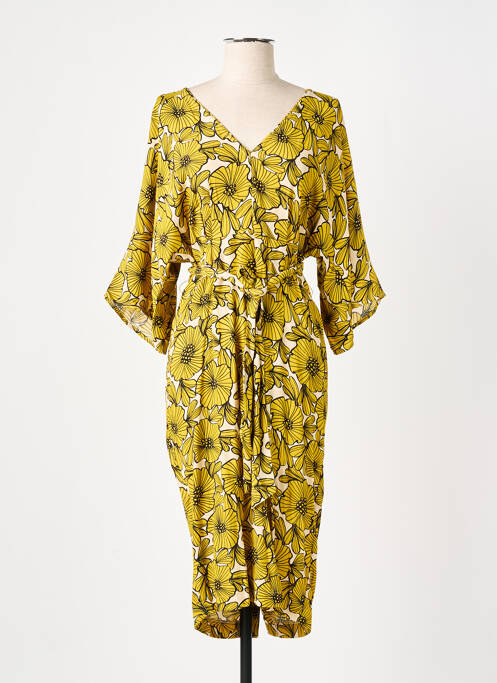 Robe mi-longue jaune TRAFFIC PEOPLE pour femme