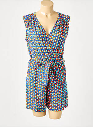 Combishort tissage popeline sans manche bleu PRINCESSE NOMADE femme