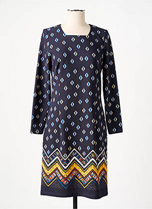 Robe mi-longue manches longues manches longues bleu FRANCE RIVOIRE femme