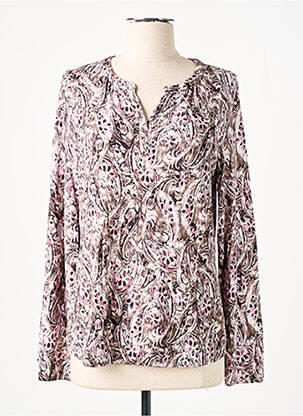 Blouse tissage popeline manches longues marron THOMAS RABE femme
