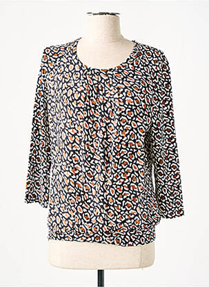 Blouse col rond manches 3/4 noir FRANK WALDER femme