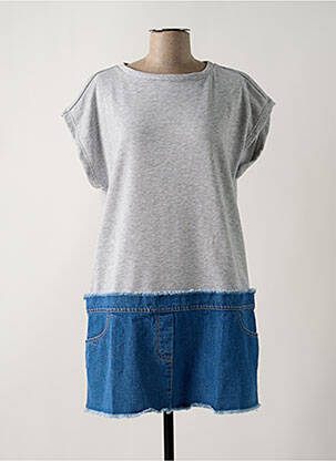 Robe courte manches courtes manches courtes gris PLEASE femme