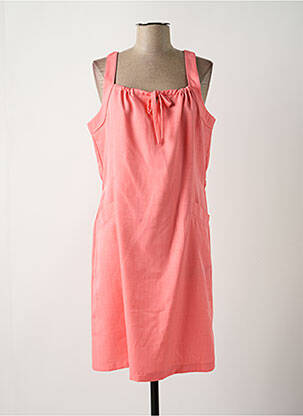 Robe mi-longue tissage crêpe fines bretelles rose MASSANA femme