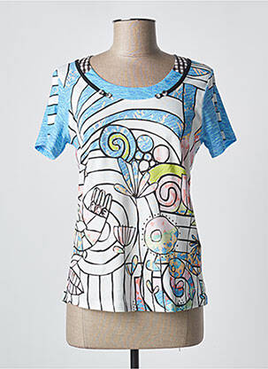T-shirt imprimé fantaisie manches courtes bleu KALISSON femme