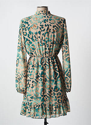 Robe mi-longue coupe fluide manches longues vert EGO femme