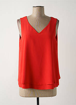 Top tissage crêpe sans manche rouge TINTA femme