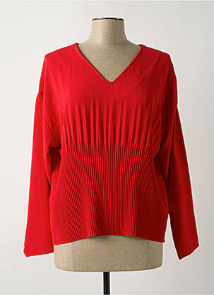 Top col v manches longues rouge PAZ TORRAS femme
