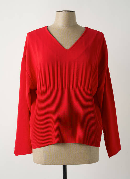 Top col v manches longues rouge PAZ TORRAS femme