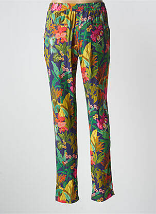 Pantalon droit tissage crêpe taille normale vert LE PETIT BAIGNEUR femme