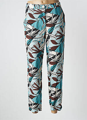 Pantalon droit tissage popeline taille normale bleu PAZ TORRAS femme