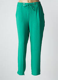 Pantalon droit tissage crêpe taille normale vert RENATTO BENE femme