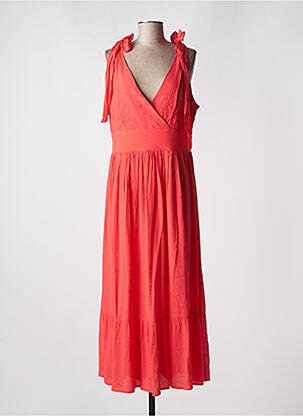 Robe longue tissage crêpe sans manche orange MOLLY BRACKEN femme