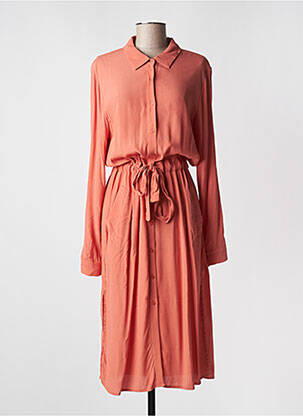 Robe mi-longue manches longues manches longues orange GRACE & MILA femme