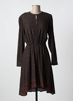Robe mi-longue imprimé fantaisie manches longues noir DESIGUAL femme