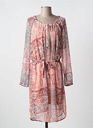 Robe mi-longue coupe fluide manches longues rose FRANSA femme