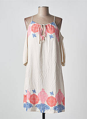 Robe mi-longue coupe fluide manches longues beige VERO MODA femme