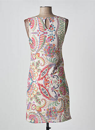 Robe mi-longue imprimé fantaisie sans manche beige DESIGUAL femme