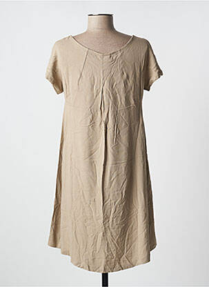 Robe courte coupe fluide manches courtes beige PAKO LITTO femme